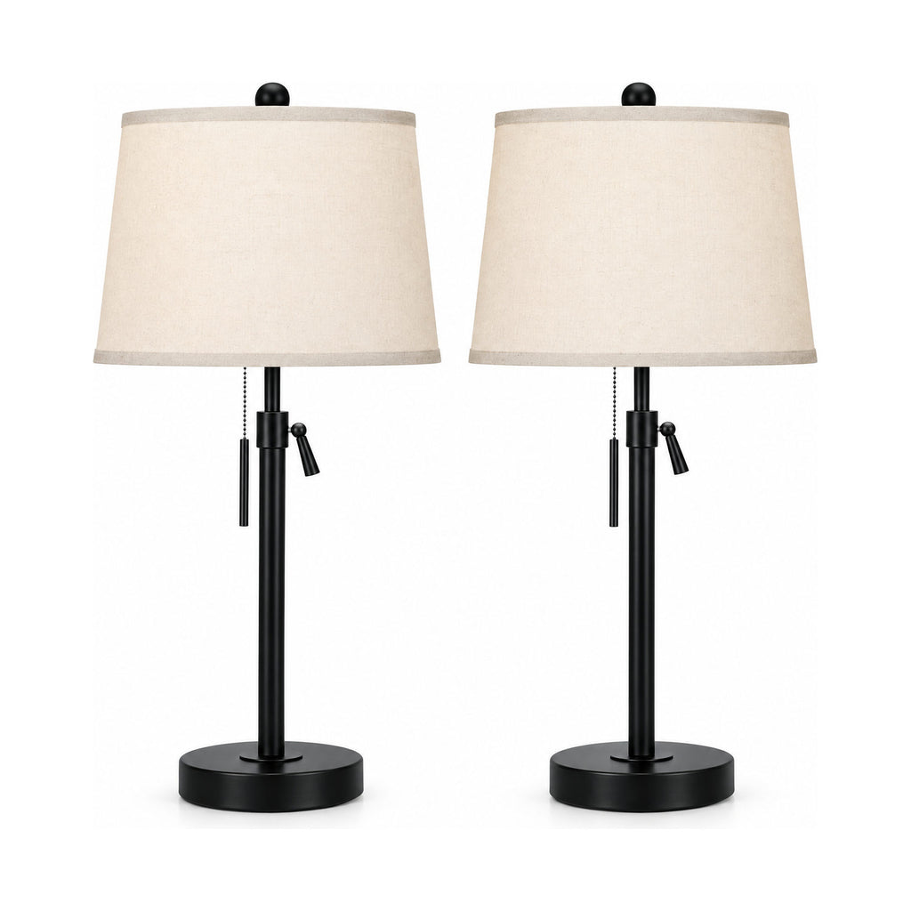 Black adjustable table lamps, set of two, product shot on a white background