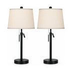 Black adjustable table lamps, set of two, product shot on a white background