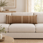 Blair brown lumbar cushion on a sofa to show its size