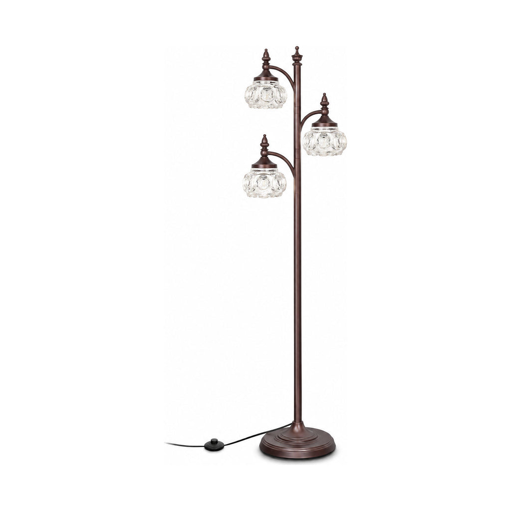 Bronze glass tree floor lamp, product shot on a white background