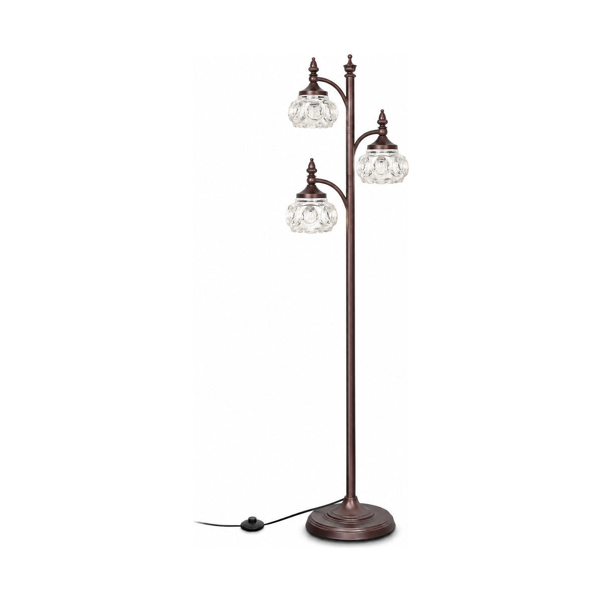 Bronze glass tree floor lamp, product shot on a white background