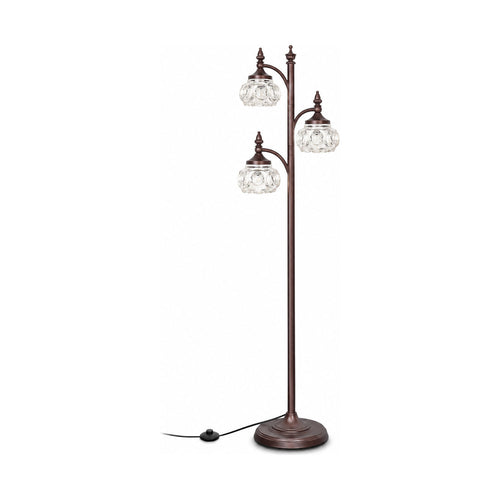 Bronze glass tree floor lamp, product shot on a white background