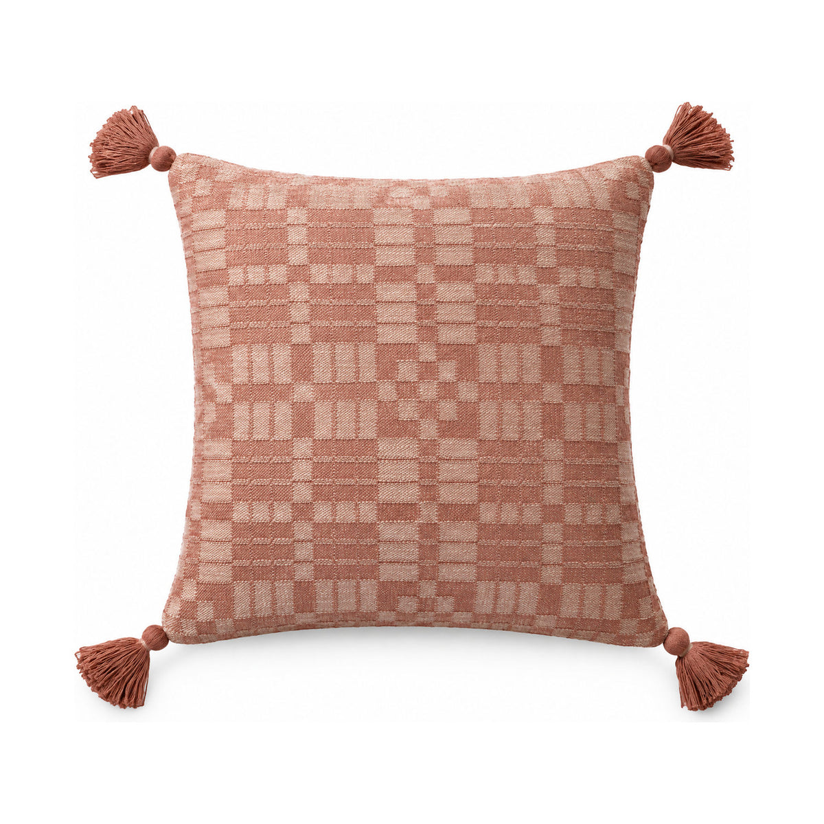 Ellery cushion in clay, product shot on a white background