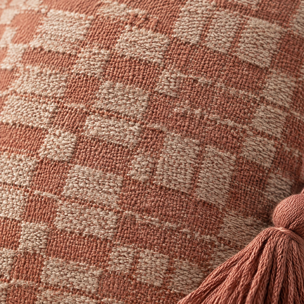 Close-up of the clay fabric weave on the Ellery cushion