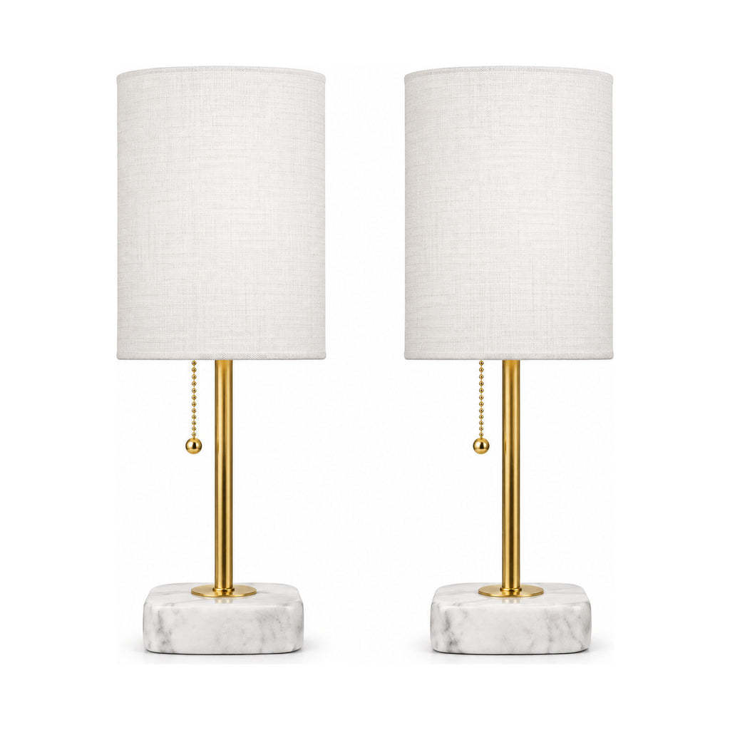 Gold marble-base table lamps, set of two, product shot on a white background