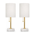 Gold marble-base table lamps, set of two, product shot on a white background