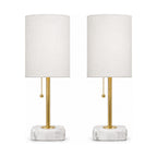 Gold marble-base table lamps, set of two, product shot on a white background
