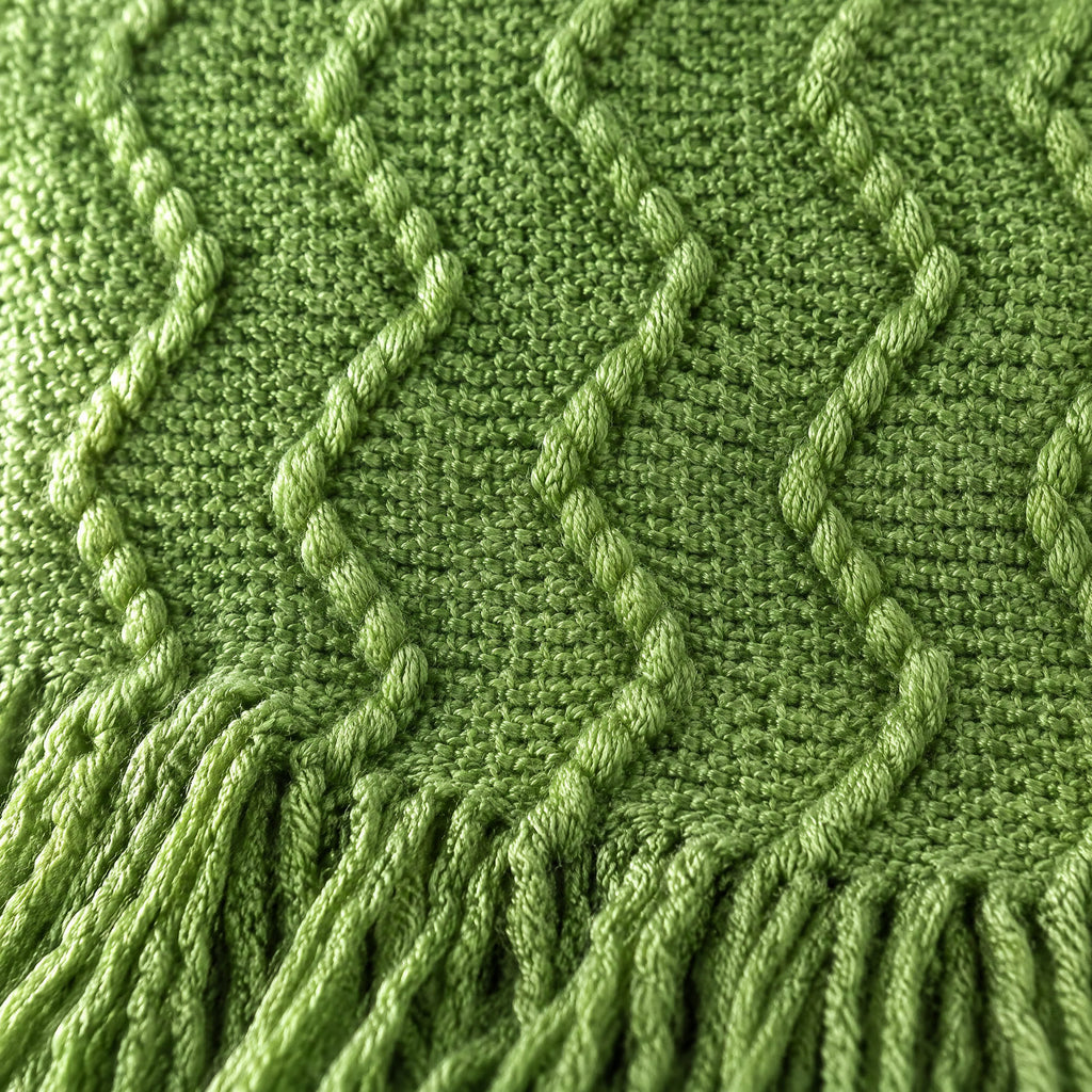 Close-up of the green textured knit weave