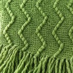 Close-up of the green textured knit weave