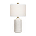 Grey ceramic table lamp, product shot on a white background