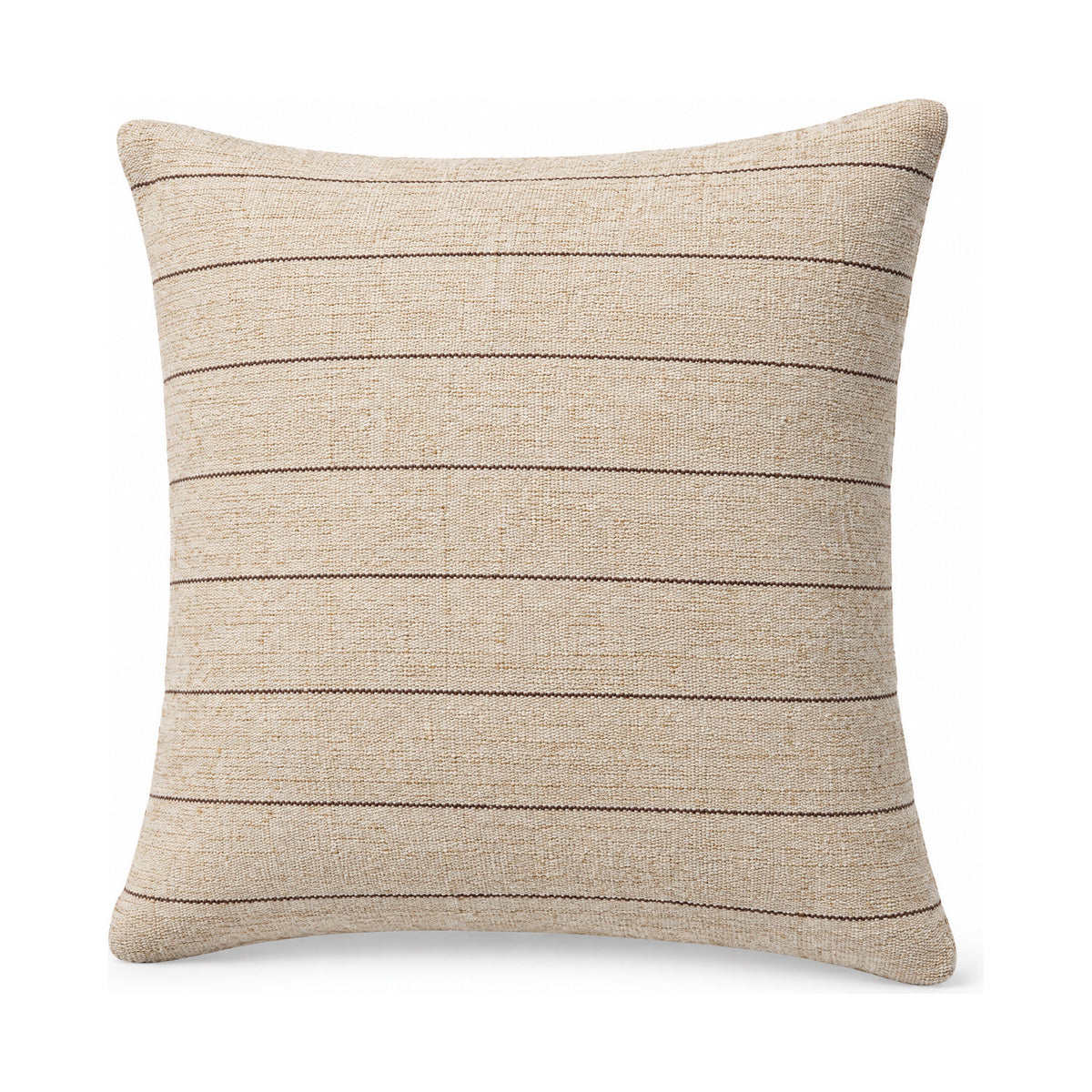 Keisha cushion in natural and brown, product shot on a white background