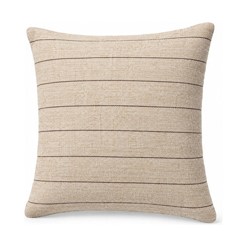 Keisha cushion in natural and brown, product shot on a white background