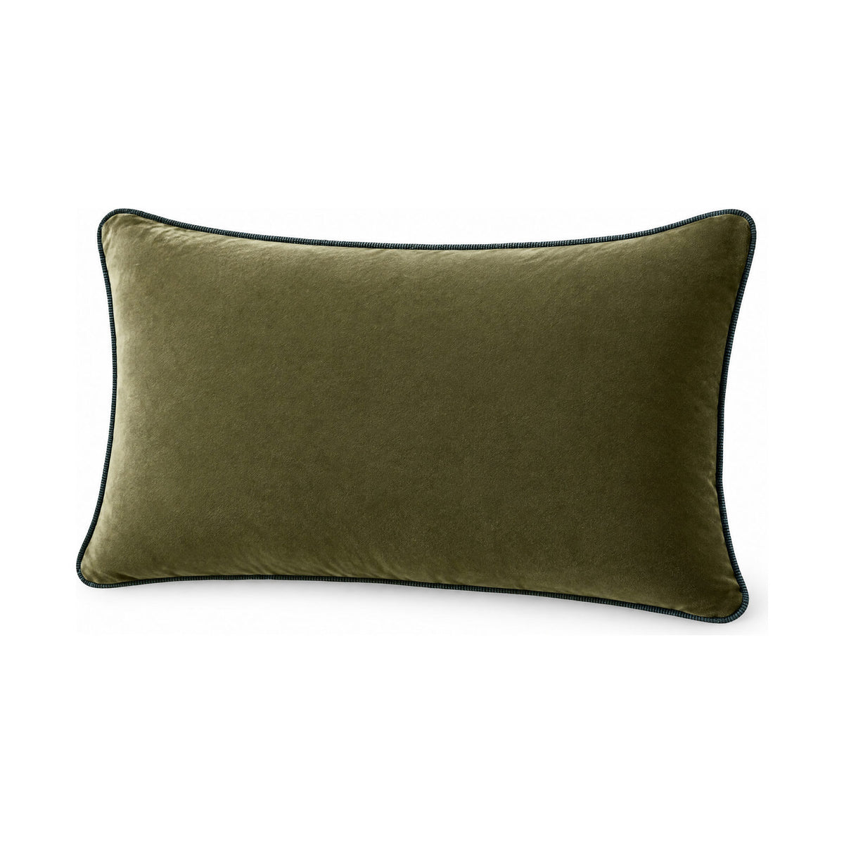 Liza green lumbar cushion, product shot on a white background