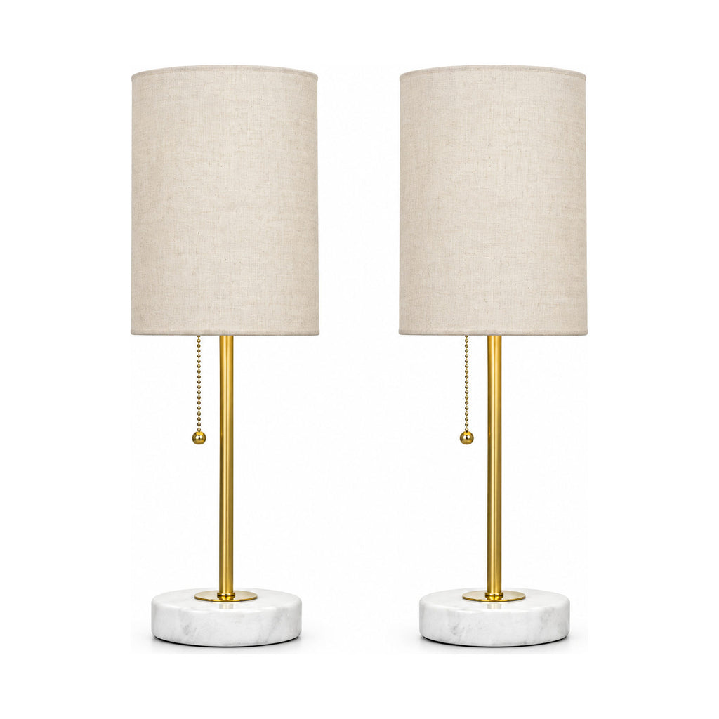Marble-base desk and table lamps, set of two, product shot on a white background