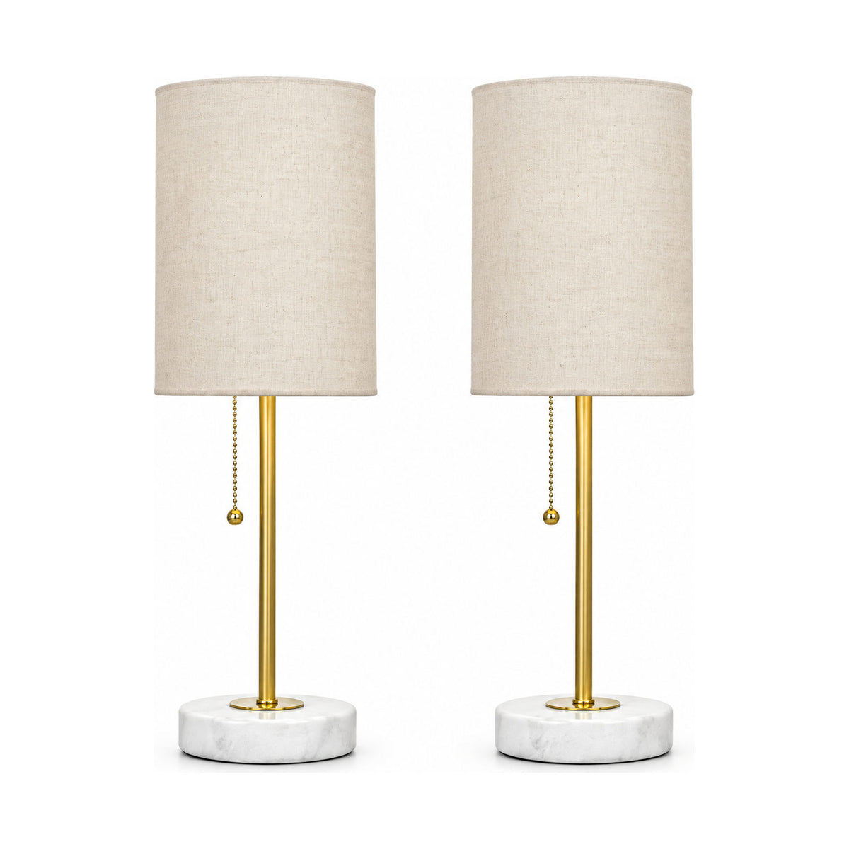 Marble-base desk and table lamps, set of two, product shot on a white background