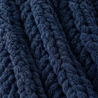 Close-up of the navy chunky knit weave